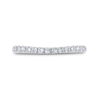 Round Half Run Diamond Wedding Band in 14K White Gold