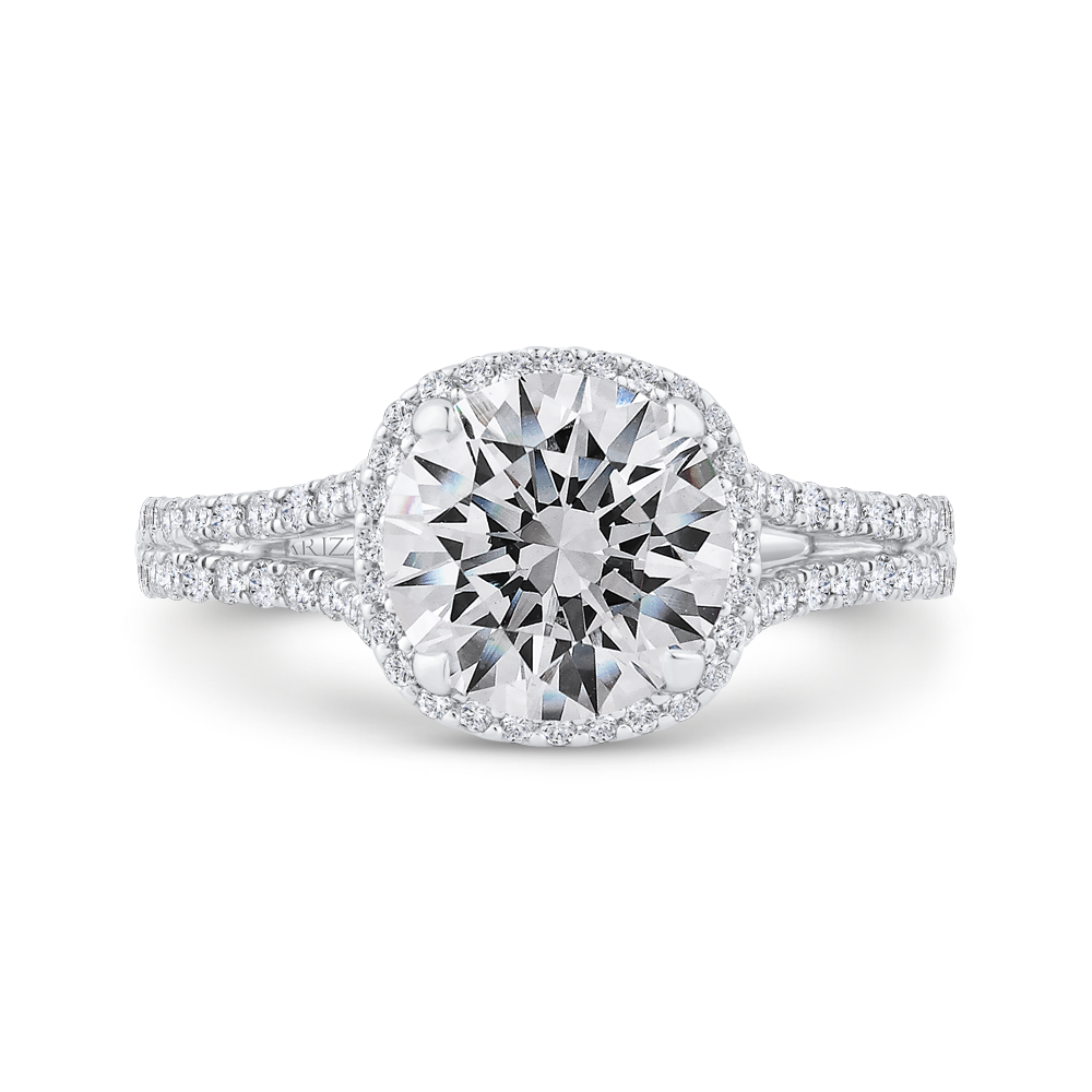 Diamond Halo Engagement Ring in 14K White Gold (Semi-Mount)