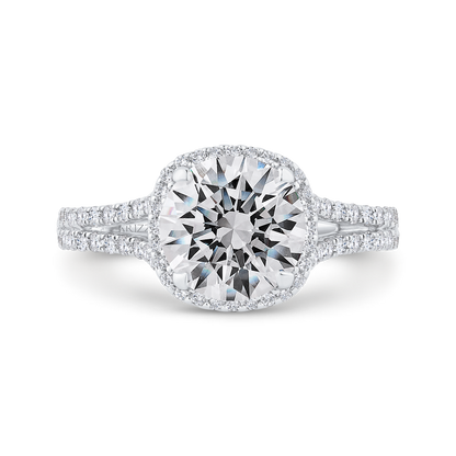 Diamond Halo Engagement Ring in 14K White Gold (Semi-Mount)