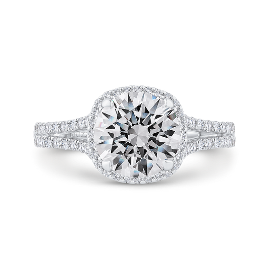 Diamond Halo Engagement Ring in 14K White Gold (Semi-Mount)