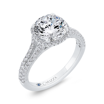 Diamond Halo Engagement Ring in 14K White Gold (Semi-Mount)