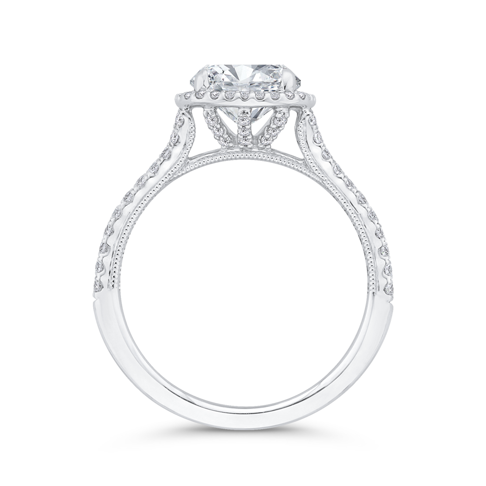 Diamond Halo Engagement Ring in 14K White Gold (Semi-Mount)