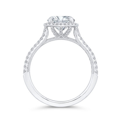 Diamond Halo Engagement Ring in 14K White Gold (Semi-Mount)