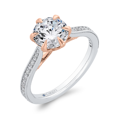 Diamond Engagement Ring in 14K Two Tone Gold (Semi-Mount)