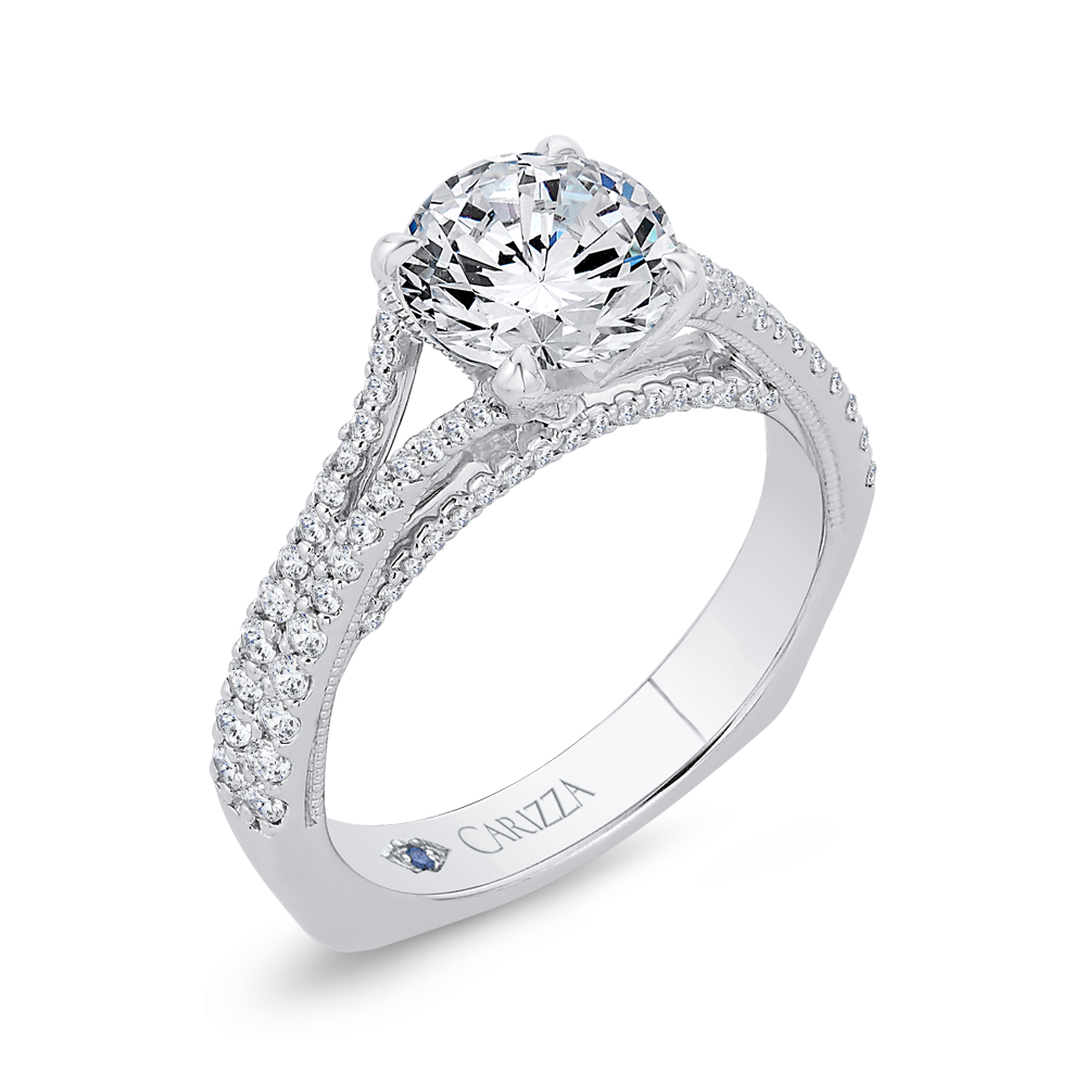 Euro Shank Diamond Halo Engagement Ring in 14K White Gold (Semi-Mount)