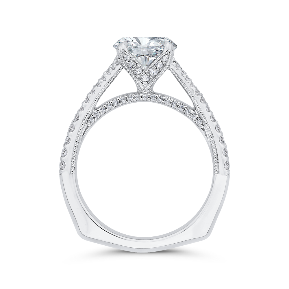 Euro Shank Diamond Halo Engagement Ring in 14K White Gold (Semi-Mount)