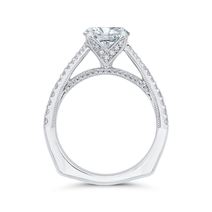 Euro Shank Diamond Halo Engagement Ring in 14K White Gold (Semi-Mount)