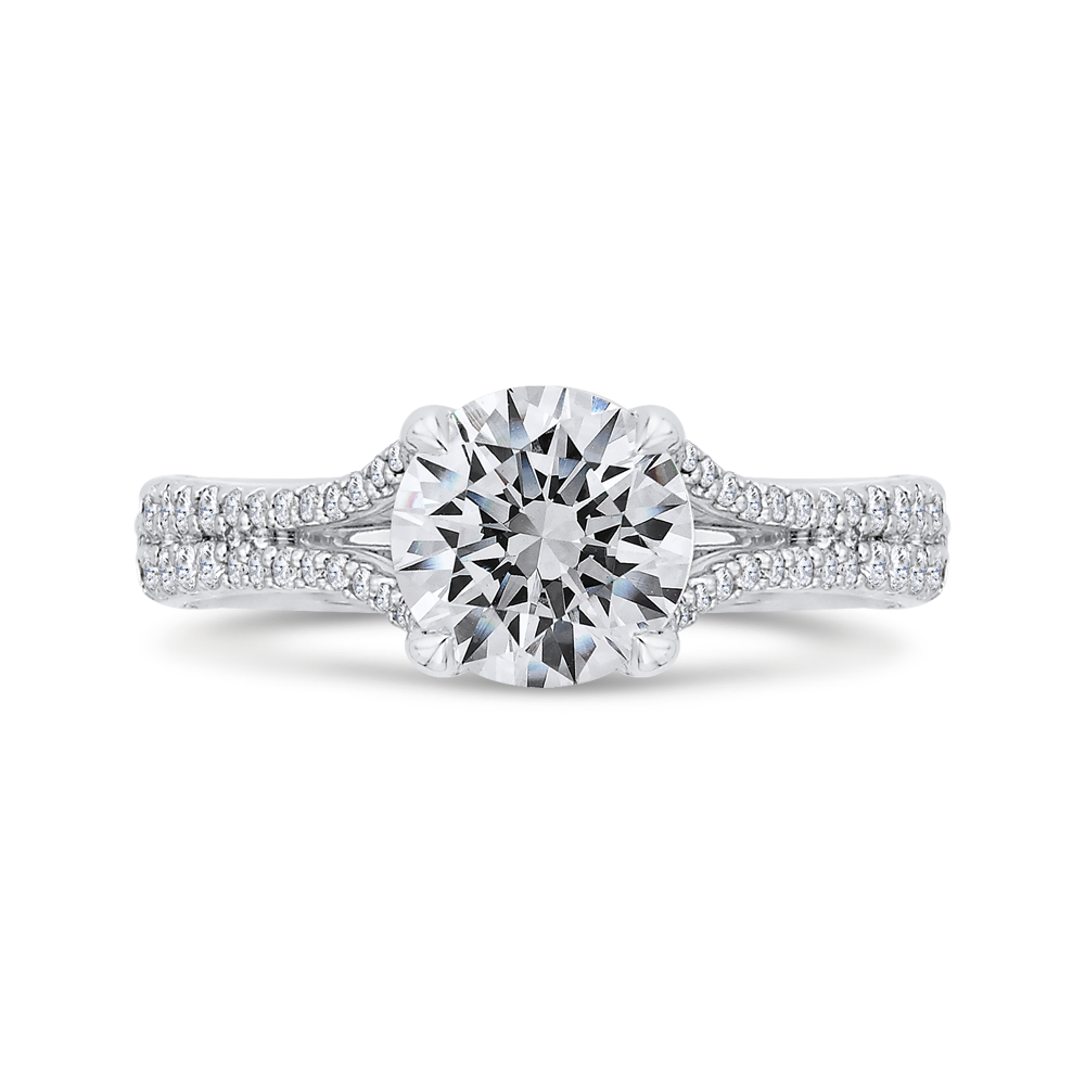 Euro Shank Diamond Halo Engagement Ring in 14K White Gold (Semi-Mount)