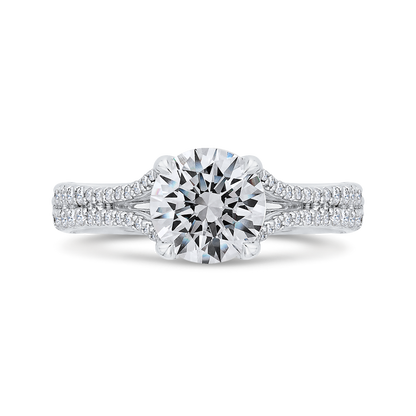 Euro Shank Diamond Halo Engagement Ring in 14K White Gold (Semi-Mount)