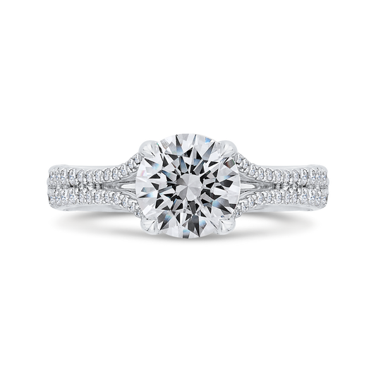 Euro Shank Diamond Halo Engagement Ring in 14K White Gold (Semi-Mount)