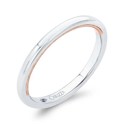 Plain Wedding Band in 14K Two Tone Gold