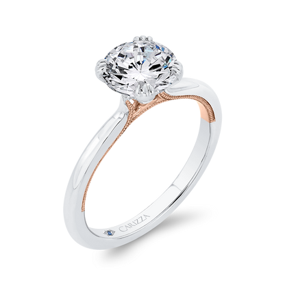 Solitaire Engagement Ring in 14K Two Tone Gold (Semi-Mount)