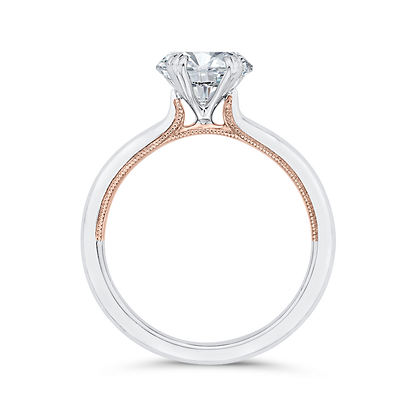 Solitaire Engagement Ring in 14K Two Tone Gold (Semi-Mount)