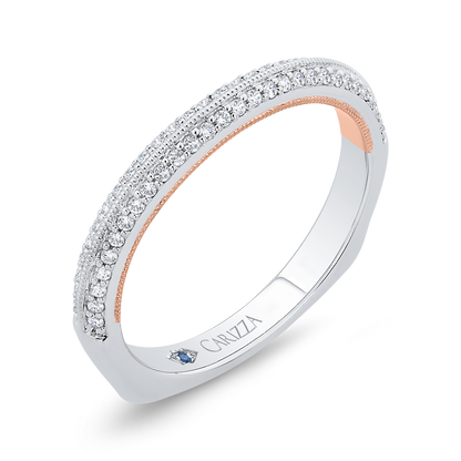 Euro Shank Round Diamond Wedding Band in 14K White Gold