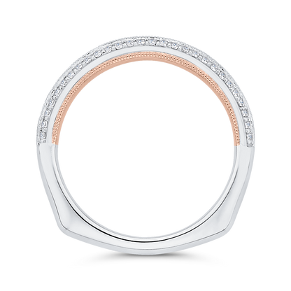 Euro Shank Round Diamond Wedding Band in 14K White Gold