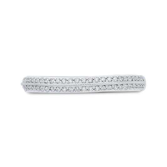 Euro Shank Round Diamond Wedding Band in 14K White Gold