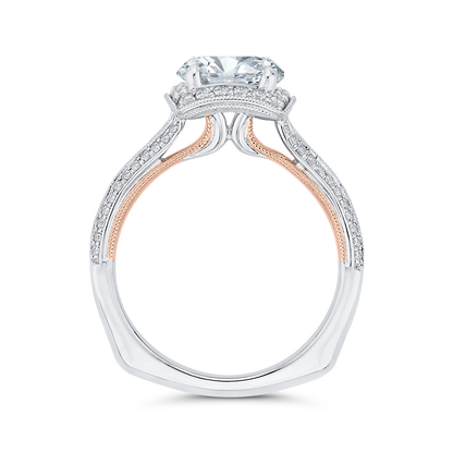 Euro Shank Diamond Halo Engagement Ring in 14K Two Tone Gold (Semi-Mount)