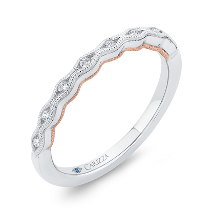 Diamond Wedding Band in 14K Two Tone Gold