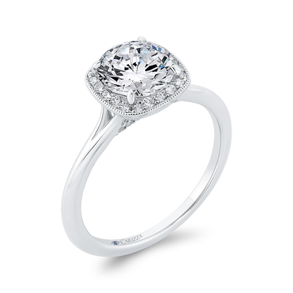 Diamond Halo Engagement Ring in 14K White Gold (Semi-Mount)