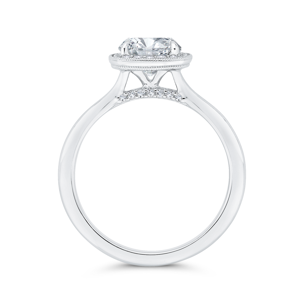 Diamond Halo Engagement Ring in 14K White Gold (Semi-Mount)