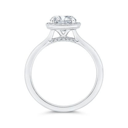 Diamond Halo Engagement Ring in 14K White Gold (Semi-Mount)