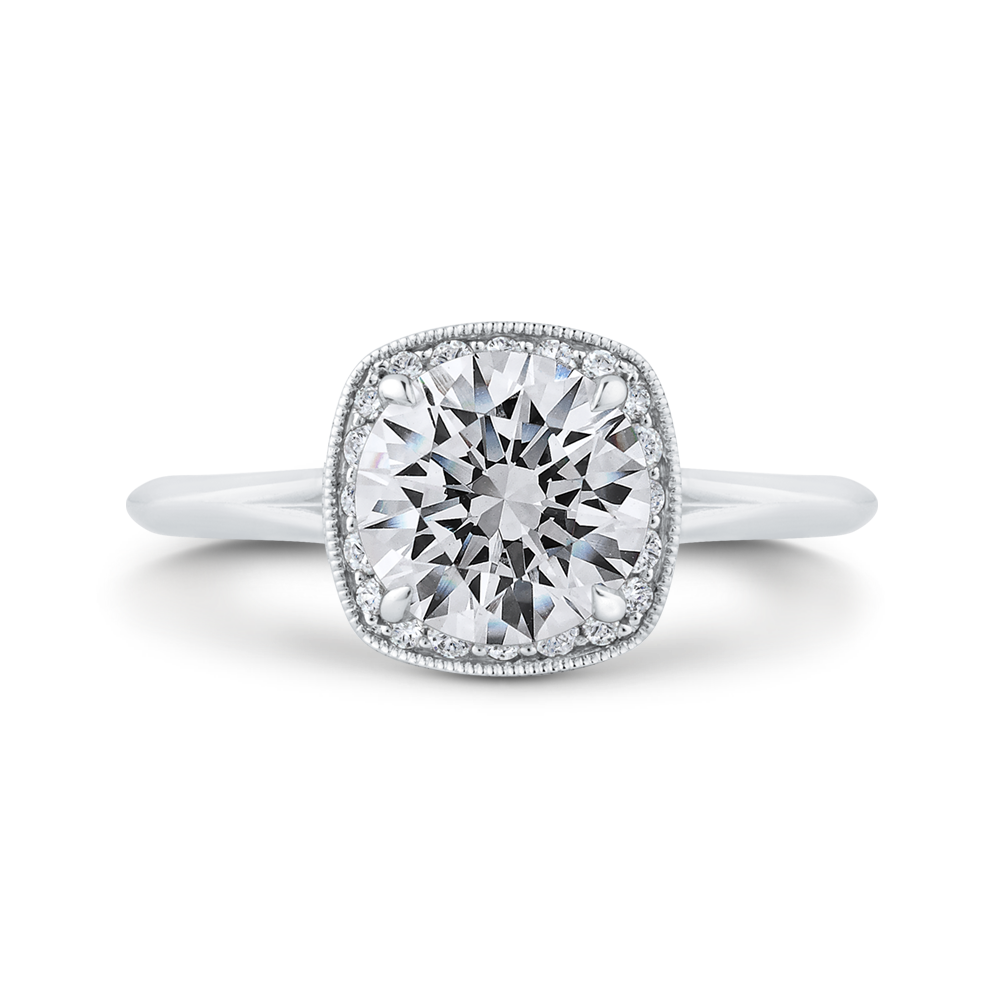 Diamond Halo Engagement Ring in 14K White Gold (Semi-Mount)