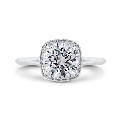 Diamond Halo Engagement Ring in 14K White Gold (Semi-Mount)