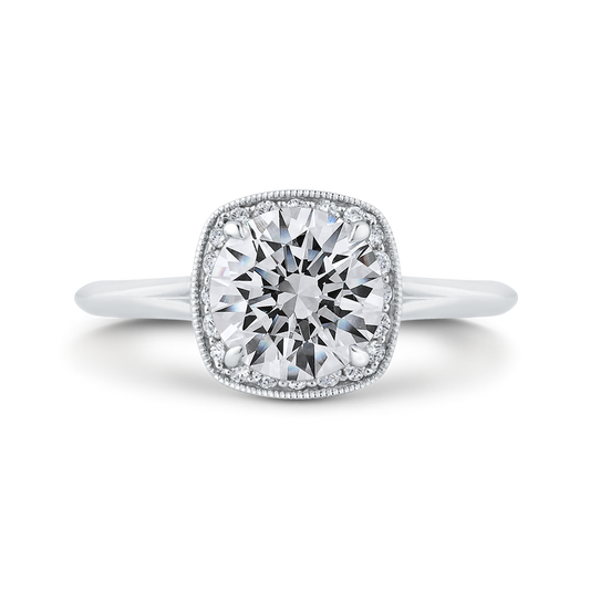 Diamond Halo Engagement Ring in 14K White Gold (Semi-Mount)