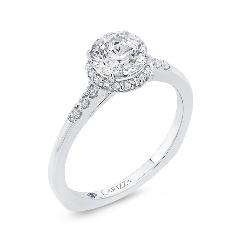 Euro Shank Diamond Engagement Ring in 14K White Gold (Semi-Mount)