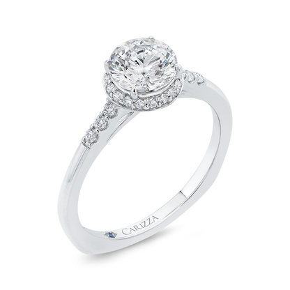 Euro Shank Diamond Engagement Ring in 14K White Gold (Semi-Mount)