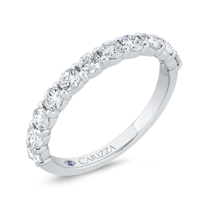 Round Diamond Half-Eternity Wedding Band in 14K White Gold