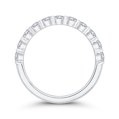 Round Diamond Half-Eternity Wedding Band in 14K White Gold