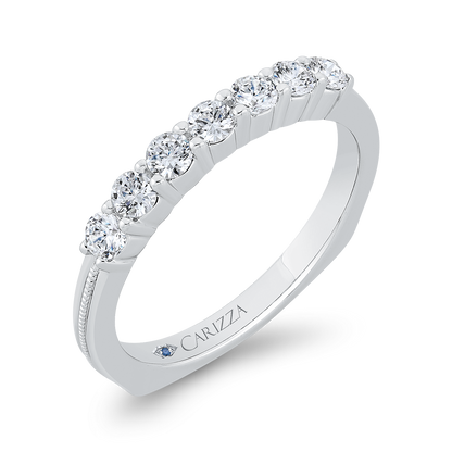 Euro Shank Round Diamond Wedding Band in 14K White Gold