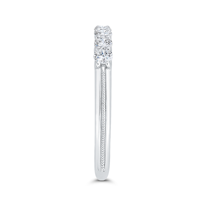 Euro Shank Round Diamond Wedding Band in 14K White Gold