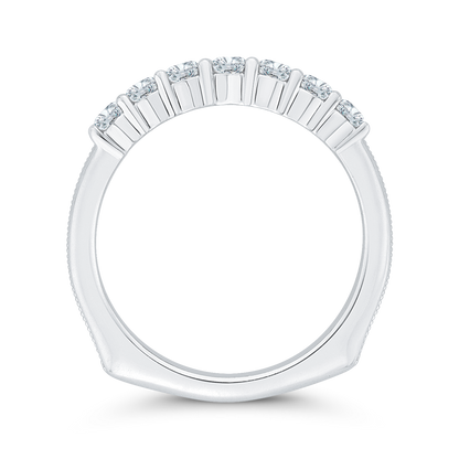 Euro Shank Round Diamond Wedding Band in 14K White Gold