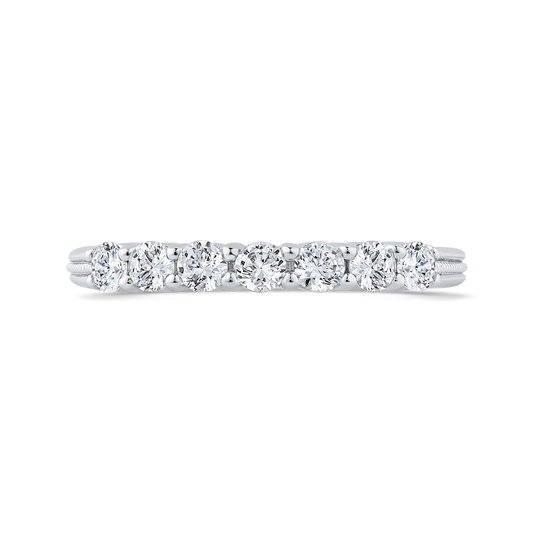 Euro Shank Round Diamond Wedding Band in 14K White Gold