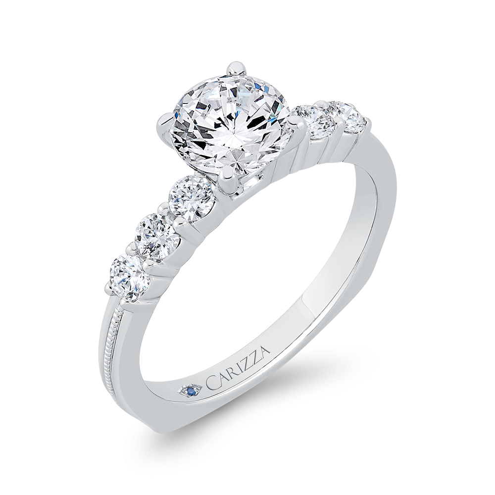 Euro Shank Diamond Engagement Ring in 14K White Gold (Semi-Mount)