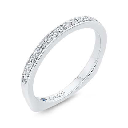 Euro Shank Round Diamond Wedding Band in 14K White Gold