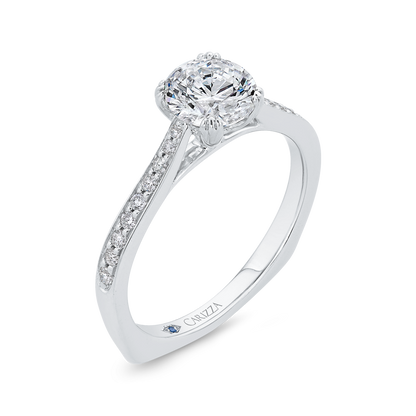 Euro Shank Diamond Engagement Ring in 14K White Gold (Semi-Mount)