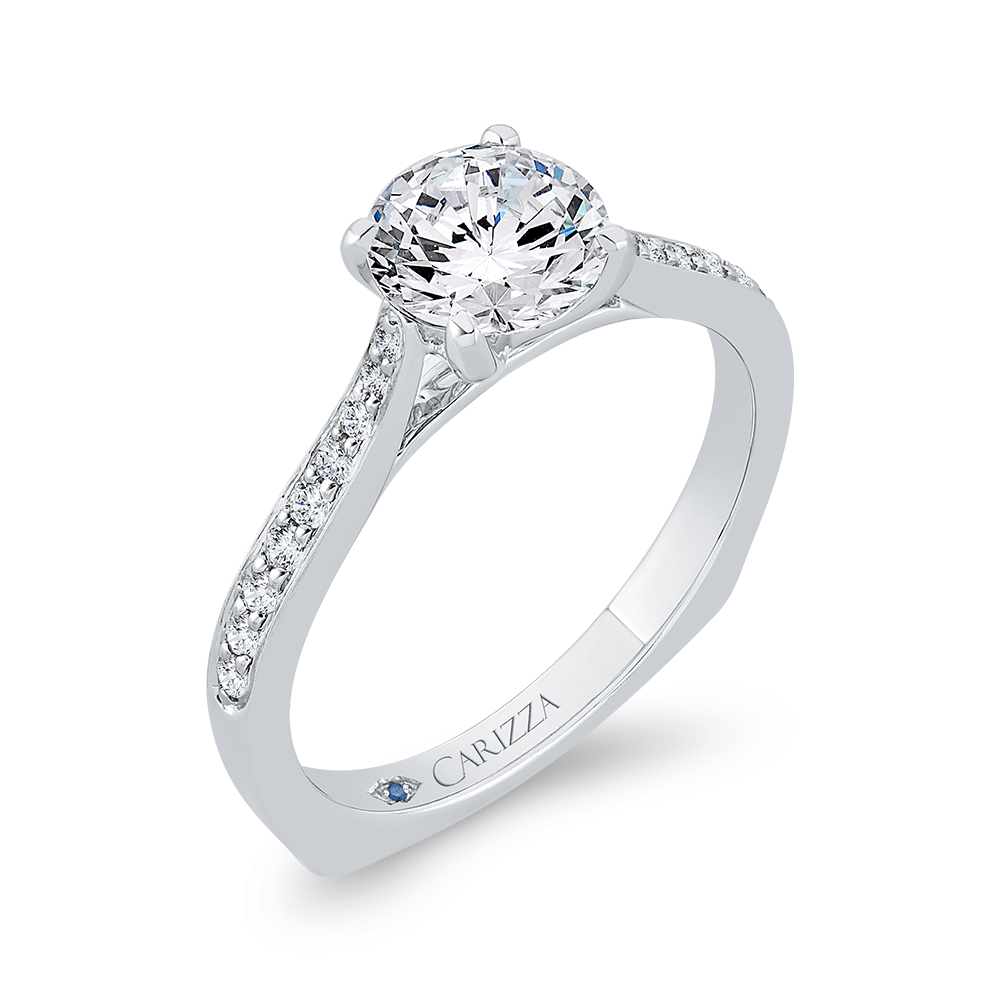 Euro Shank Diamond Engagement Ring in 14K White Gold (Semi-Mount)