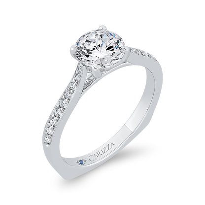 Euro Shank Diamond Engagement Ring in 14K White Gold (Semi-Mount)