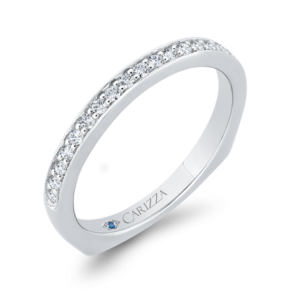 Euro Shank Round Diamond Wedding Band in 14K White Gold
