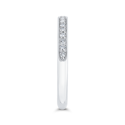 Euro Shank Round Diamond Wedding Band in 14K White Gold