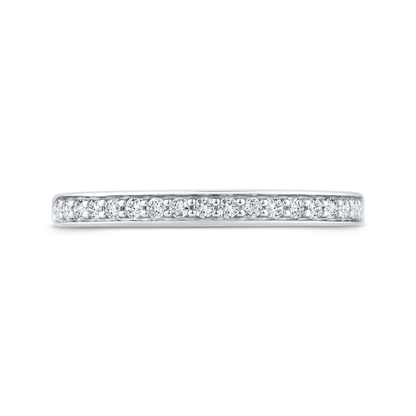 Euro Shank Round Diamond Wedding Band in 14K White Gold