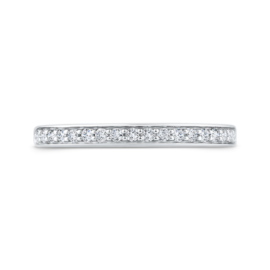 Euro Shank Round Diamond Wedding Band in 14K White Gold