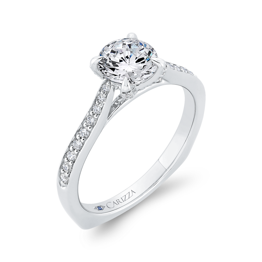 Euro Shank Diamond Engagement Ring in 14K White Gold (Semi-Mount)