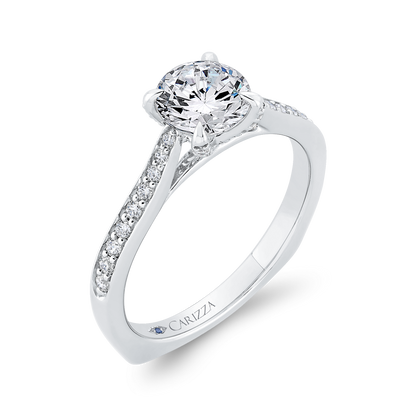 Euro Shank Diamond Engagement Ring in 14K White Gold (Semi-Mount)