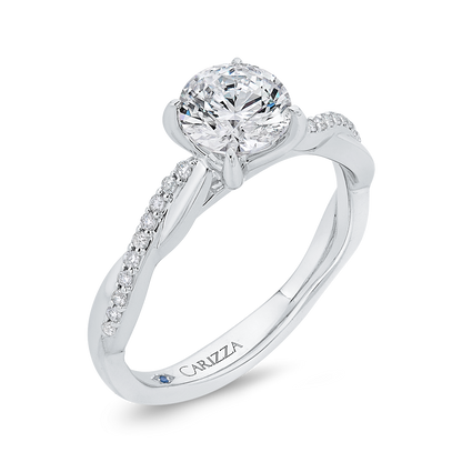 14K White Gold Diamond Engagement Ring (Semi-Mount)