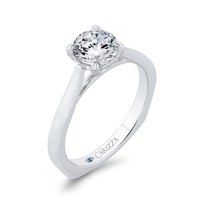 Euro Shank Diamond Engagement Ring in 14K White Gold (Semi-Mount)