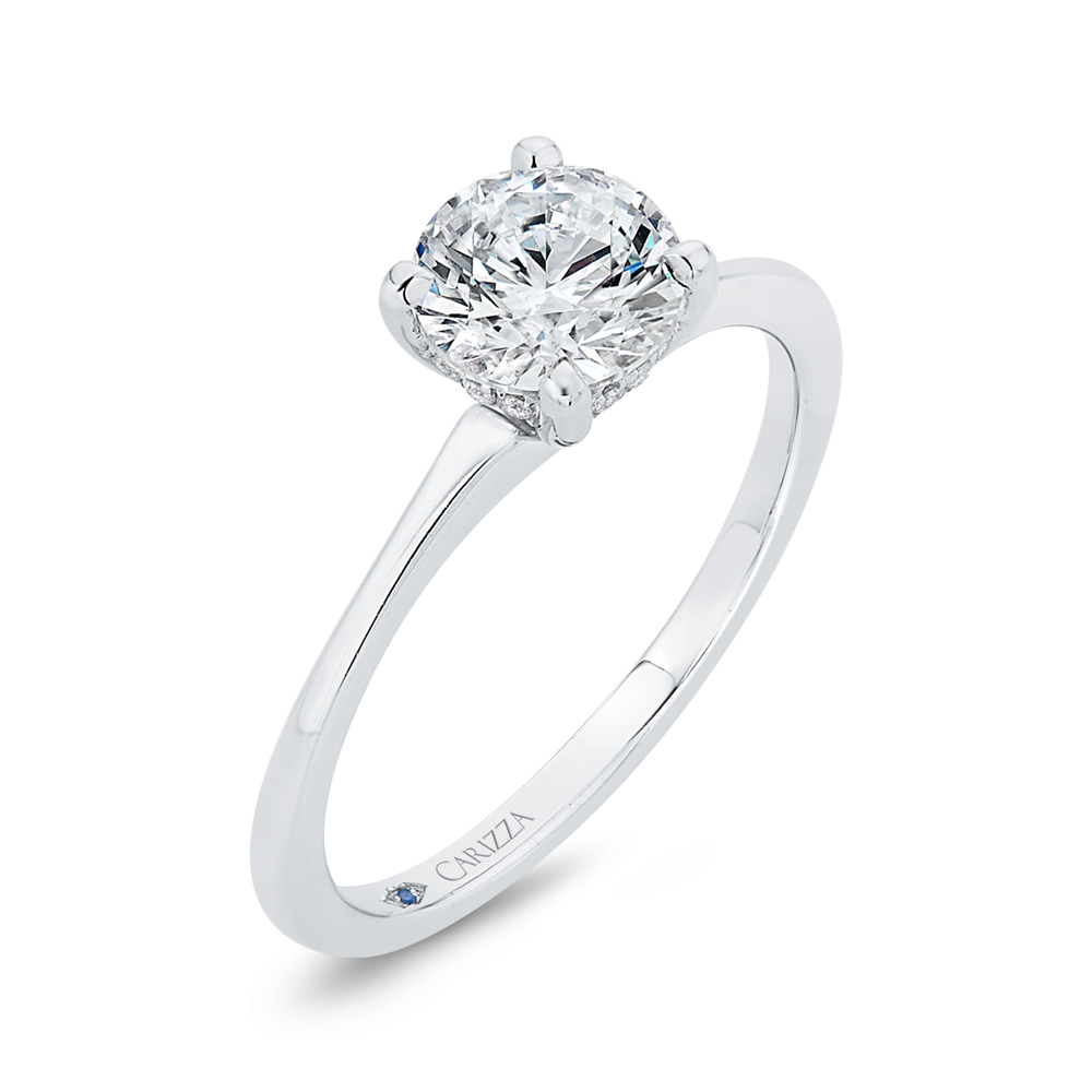 Diamond Engagement Ring with Plain Shank in 14K White Gold (Semi-Mount)